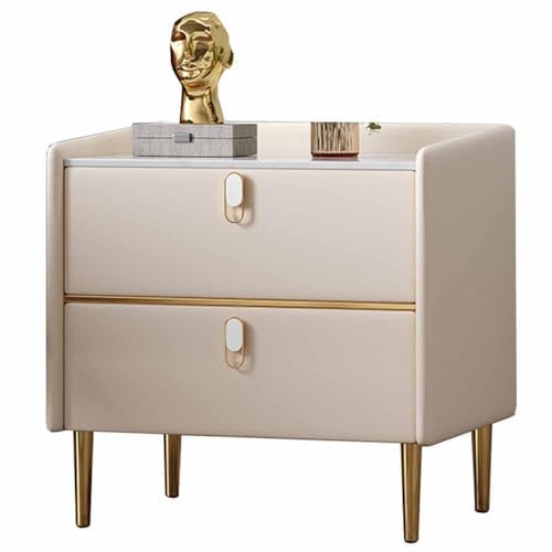 Nachttisch aus Holz mit Griffschublade und Lampen-Schreibtisch, Kunstleder Sofa Beistelltisch für Zuhause, Büro, Schlafzimmer, Wohnzimmer