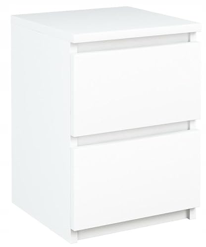 MATKAM Nachttisch EX3 mit 2 Schubladen, Minimalistisches Design, Perfekt für Moderne Interieurs, robust und hochwertig (Weiß)