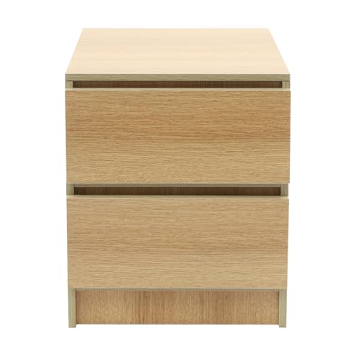 Nachttisch Doppelte Schubladen und Geräumige Regale für Tischlampen, Bücher, Tägliche Notwendigkeiten für Schlafzimmer, Wohnzimmer 32X30X41cm (Helles Holz)