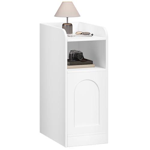Hzuaneri Nachttisch, Schmal Beistelltisch mit 1 Schranktür, Nachttische mit Offenem Fach, Umkehrbare Tür, Platzsparend, Geeignet für Schlafzimmer, Wohnzimmer, Weiß NS00303X?