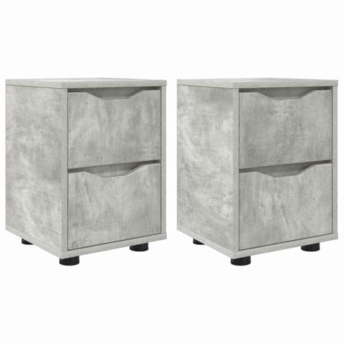 vidaXL Nachttische 2 pcs Beton Grau 30,5 x 30 x 43 cm Holzwerkstoff, Moderner rechteckiger Nachttisch, kompakter Beistelltisch mit Schubladen, praktischer Stauraum für Schlafzimmerutensilien