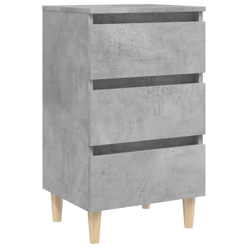 Homgoday Skandinavischer Nachttisch Betongrau Holzwerkstoff 40x35x69cm - Mit 3 Schubladen für Ihr Schlafzimmer Model805895