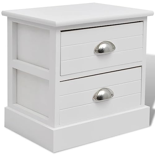 Makastle Nachttisch Beistelltisch Nachtschrank Sofatisch Bedside Table Schlafzimmer Wohnzimmer Nachtkästchen, Landhausstil Weiß