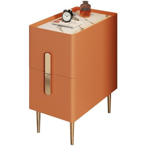 VITIWEDTY Minimalistischer Nachtschrank, 25/30/35/40 cm Breite, 50 cm Höhe, Moderner Nachttisch Mit Kunstleder Und Massivholz (Orange 30x40x50cm)
