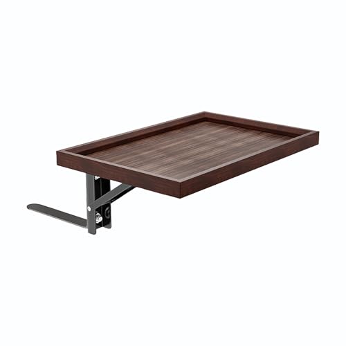 Bambus-Nachttischregal zum Anklippen, faltbares Nachttisch-Tablett für Laptops, Bücher und Getränke, platzsparende schwebende Aufbewahrung für kleine Räume und Schlafsäle (22 x 33 cm, Walnuss)