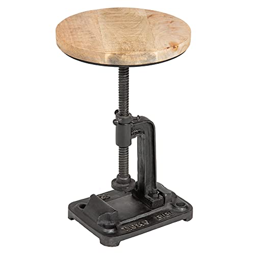 Riess Ambiente Höhenverstellbarer Beistelltisch Engineer 30cm rund Mangoholz Industrial Design Wohnzimmertisch Tisch Sofatisch
