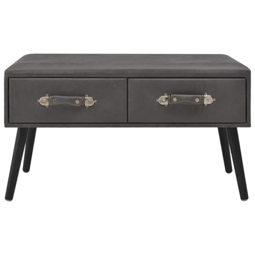 HOMELEN Couchtisch Grau Kunster Nachttisch mit Schubladen 80x40x46 cm Kiefernholz - Eleganter Beistelltisch mit Stauraum für Wohnzimmer, Schlafzimmer und Homeoffice,Tische & Kaffeetische