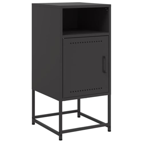 vidaXL Nachttisch, Nachtschrank mit Stauraum, Nachtkommode für Schlafzimmer, Nachtkonsole Beistelltisch, Industrie-Stil, Schwarz Stahl