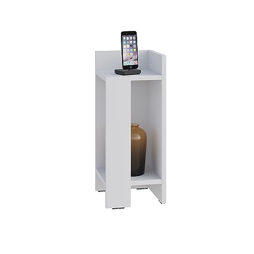 Hocuspicus Hocus Picus | Elos Moderner Nachttisch Weiß | Vielseitiger Beistelltisch, Nachtschrank, Bett Tisch | 18 mm Holz | 25 x 60 x 27 cm | Rechte Seite