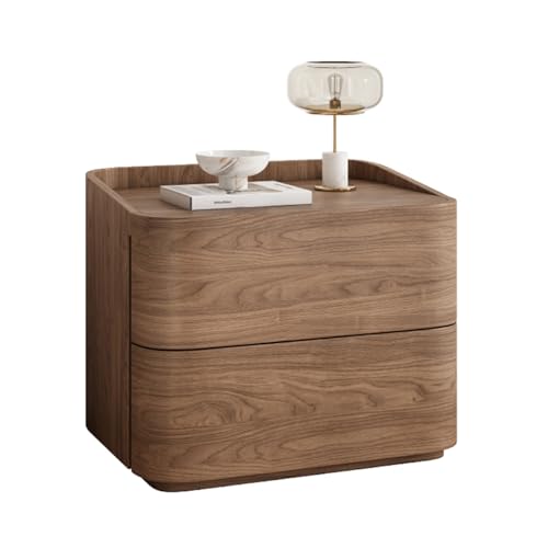 Moderner Nachttisch aus der Mitte des Jahrhunderts mit 2 Schubladen, Nachttisch aus Massivholz, Vintage-Stil, Luxusmöbel für Schlafzimmer und Wohnzimmer