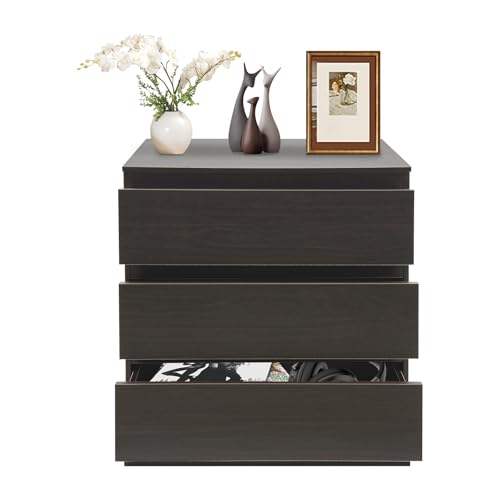 Nachttisch Nachttische mit 3 Schubladen Kommode Schlafzimmer Nachttischschrank Weiß Schrank Klein Schreibtisch Unterschrank Für Wohnzimmer Und Schlafzimmer, 60*41*69 Cm (Schwarznussbaumfarbe)