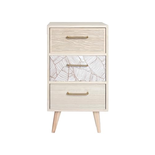 Rebecca Mobili Holz Nachttisch, Hoher und Schmaler Nachttisch, MDF Holz, Hellbraun, für Schlafzimmer, Skandinavischer Stil - Maße HxBxT: 58 x 30 x 29 cm - Art. RE6912