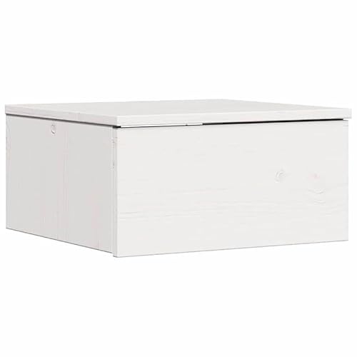 Eleganz Nachttisch aus Massivholz Kiefer - Weißer Beistelltisch 37 x 35 x 18,5 cm - Stilvoll & Stabil für Schlafzimmer, Wohnzimmer - Naturbelassen & Langlebig