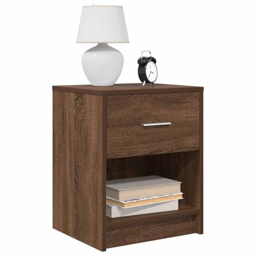 Runheo Nachttische 2er Set, Eichen-Optik, 40x34x50 cm, mit Schublade & offenem Fach, Holzwerkstoff, braun, für Schlafzimmer, Wohnzimmer