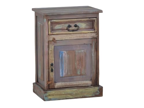 MiaMöbel Nachttisch Cancun 49x70x35 cm Shabby Chic Massivholz Pinie Bunt