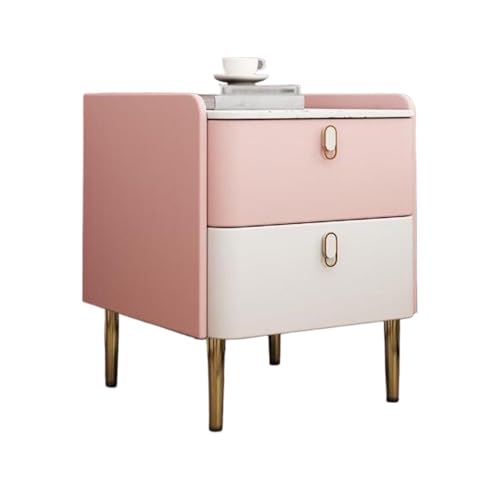 XXAD553TY Beistelltisch Massivholz Extra schmal Nachttisch Klein Modern Licht Luxus Schlafzimmer Aufbewahrungsschrank Rosa(XXL)