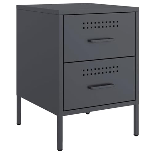 ULUYYUC Beistelltische Fürs Wohnzimmer Nachtschrank Bedside Tables Nachttischschrank - Nachttisch Anthrazit 36x39x50,5 cm Stahl für Küche Schlafzimmer Jugendzimmer Wohnzimmer