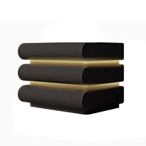 XUEQIZHENG Nachttisch, Nachttisch mit Stauraum, Leder, modern, schlicht, DREI Schubladen, beleuchtet(Black,L)