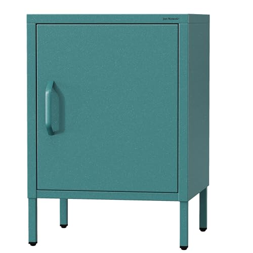 Jan Nowak Nachttisch Industrial - MIA | Nachtschrank Glitzernd mit Tür für Schlafzimmer, Kinderzimmer | Stahlschrank Abschliessbar, Nachtkasten Klein | Loft Stil | 42,4 x 59,5 x 40 cm | Marine