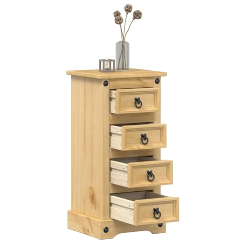 Somanki Nachttisch Corona 35x32,5x74 cm Massivholz Kiefer, Nachtschrank, Nachtkästchen, Bedside Table, Komodenschrank, Nachtkommode, Beistelltisch, Nightstand, Schlafzimmer Möbel - 4005654