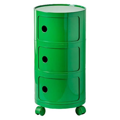 Rollbarer Nachttisch mit Schubladen, mobiler Aufbewahrungsschrank auf Rollen, kompakter Badezimmernizer, vielseitiger Beistelltisch für Wohnzimmer und Schlafzimmer, Grün (3 Schubladen)