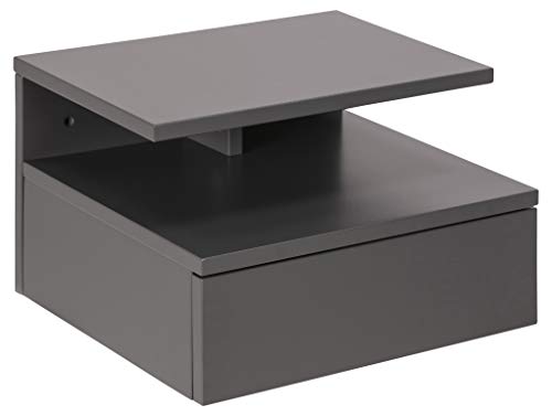 AC Design Furniture Fia Nachttisch mit 1 Schublade in Hellgrau, 1 Stück, Wandschrank im Minimalistischen Stil, Kleiner Nachtschrank zur Wandmontage, B: 35 x H: 22,5 x T: 32 cm