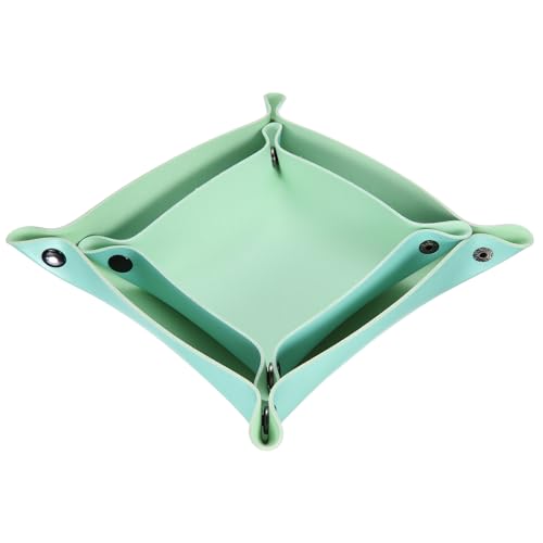 QUARKZMAN 2 Stück PU-Leder Ablage Unisex Faltbare Kleine Ablage Tragbare Eingangstisch Ablage Nachttisch Nachttisch Ablage für Schlüssel Geldbörse Uhr Schmuck Würfel, Blau Grün