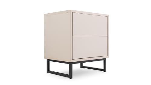 Albello - Nachttisch 43 cm x 34 cm x 48.5 cm Livia, Nachtschrank für das Schlafzimmer, Eleganter Nacht Tisch, Moderner Design Nachttisch Schrank - Beige Kaschmir