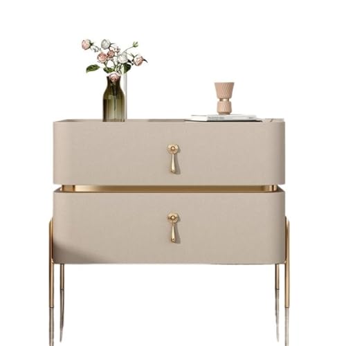 Nachttisch, Nachttisch, Schlafzimmermöbel, Aufbewahrungsschrank, Schublade, minimalistisch, Leder, modern, mit 2 Schubladen, Nachttisch, Metallgriff