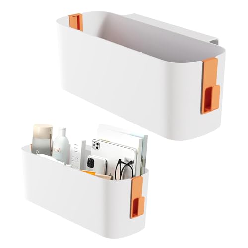 2Stück Bett Organizer Zum Einhängen, Hängebett Organizer Aufbewahrungskorb, Nachttisch Bett Bettablage Betttasche Boxen mit 2 Abnehmbarer Haken für Büro, Schule,Zuhause, Wohnheim, Etagenbett(Orange)