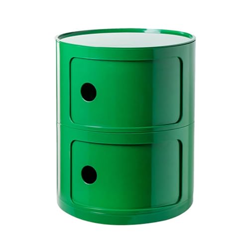 Moderner runder Nachttisch mit Schubladen, kleiner Aufbewahrungsschrank mit Schiebetür, stilvoller Akzenttisch für Wohnzimmer, Schlafzimmer, Badezimmer, Büro, Grün