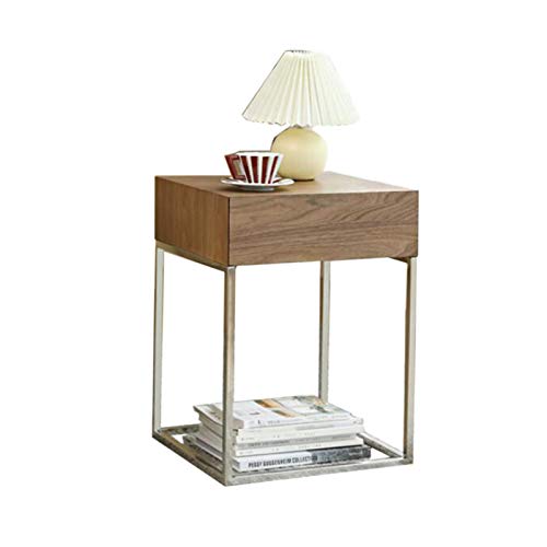 MEILISHAOMEI Quadratischer Nachttisch/Nachttisch, Sofa-Beistelltisch mit Schubladen, silberner Stützrahmen, geeignet für Schlafzimmer (Farbe: Silber, Größe: 15,7415,7420,25 Zoll)
