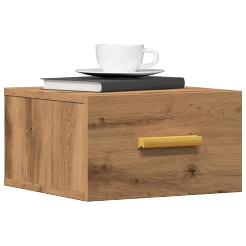 MNISDFL Wand-Nachttisch Artisan-Eiche 35x35x20 cm, Wandmontage Nachttisch aus Holzwerkstoff, Stauraum Lösung, Multifunktionaler Wandtisch für Bücher und Sammlerstücke, Langlebig