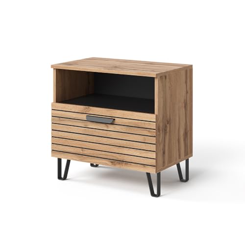 Vicco Nachttisch Amber, Eiche Wotan, 60 x 58 cm