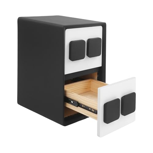 HPDTZ Nachttisch Beistelltisch Holzschrank Schubladenschrank Schlafzimmermöbel Kommode Nachtschrank 40x30x50 cm mit 2 Schubladen aus Massivholz für Wohnzimmer Schlafzimmer (Schwarz)