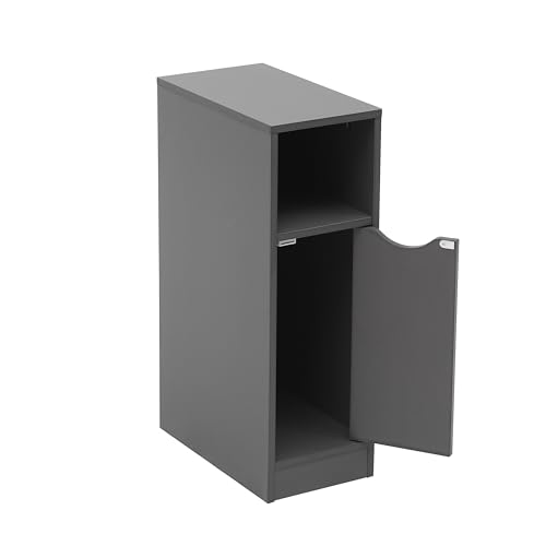 PCGAGA Schmaler Nachttisch mit Türaufbewahrung, kleiner Schlafzimmeraufbewahrungs schrank, Nachttischlampe, schmaler Nachttisch für Schlafzimmer (einfarbig, grau, schlank)