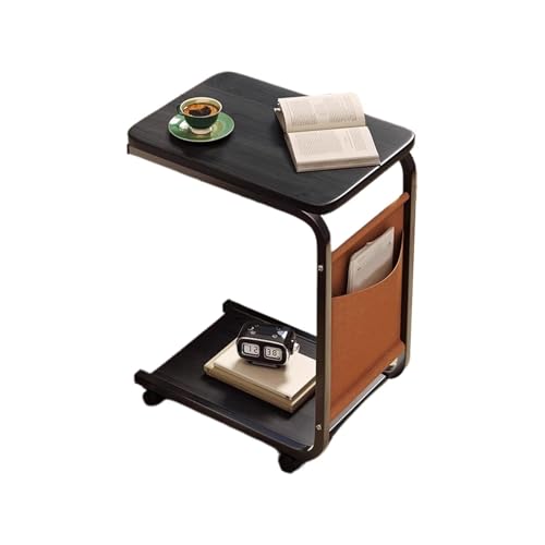 C-förmiger Beistelltisch mit Rollen, doppellagig, mobiler Couch-Beistelltisch für Wohnzimmer, Sofa, Nachttisch, kleine Räume, Möbel, modernes Design, vielseitig und praktisch