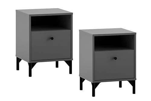 Schildmeyer Nachttisch Smash 2-er Set 156492, anthrazit, 40,3 x 33 x 53,2 cm