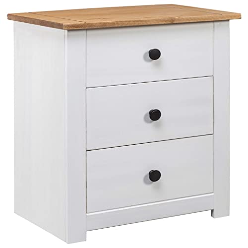 MOBCANT Nachttisch, Bedside Table Nachttischschrank Couchtisch Nachtischschränke Geeignet für Wohnung Schlafsaal Schlafzimmer Wohnstube Weiß 46 x 40 x 57 cm Panama-Kiefer