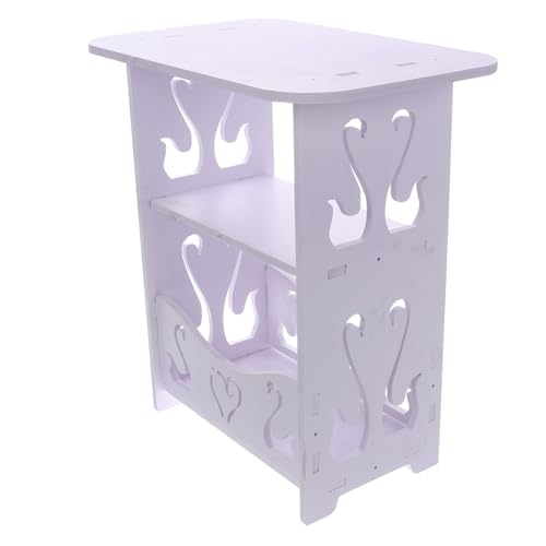 CHILDWEET Schlafzimmer Kommode Kleiner Beistelltisch Schlafzimmerdekor Beistelltische Wohnzimmer Couchtische Für Wohnzimmer Endtische Kleinraummöbel Weiß PVC Holz kunststoffplatte