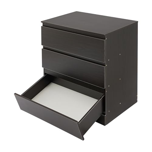 WINPANG Moderner Nachttisch mit 3 Schubladen aus Kunstholz in Schwarz Nussbaum für Schlafzimmer, Wohnzimmer und Büro - Elegantes Aufbewahrungsmöbel mit Griff-freiem Design und hoher Tragfähigkei