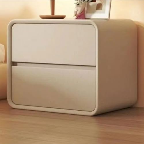 Nachttisch aus Massivholz, moderner Nachttisch, cremefarbener Aufbewahrungsschrank für Schlafzimmer, einfaches und funktionales Design