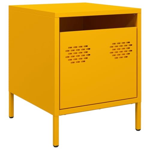 vidaXL Nachttisch Senfgelb 35x39x43,5 cm Stahl, Schrank, Nachtkommode, Bettschrank, Nachtschrank, Nachtkonsole, Schlafzimmermöbel, Bettschrank