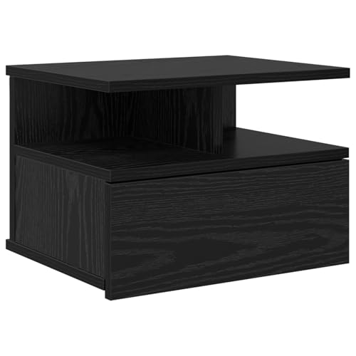 Genérico wenjingqi 871756 Nachttisch Flot Eiche, Schwarz, 40 x 31 x 27 cm