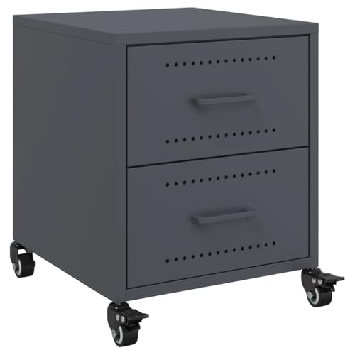 QJBSAVVA Spind Schrank Nachttische Nachtschränkchen Coffee Table - Nachttisch Anthrazit 36x39x43,5 cm Stahl für Wohnzimmer Balkon Schlafzimmer Badezimmer