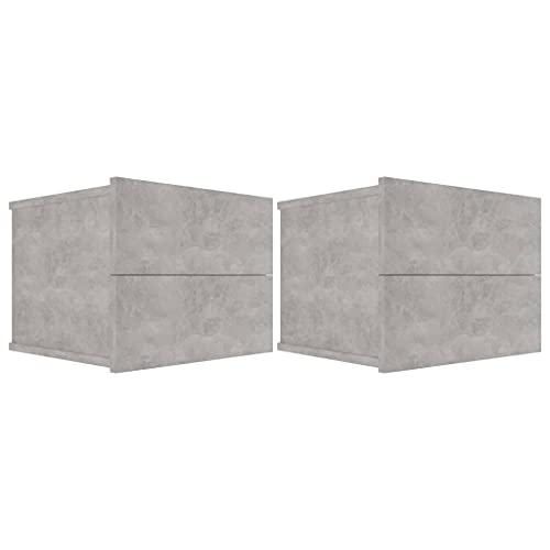 HETFTJN Nachttisch Landhausstil Beistelltisch Outdoor Konsolentisch Schmal Nachttisch Hoch - Nachttische 2 STK. Betongrau 40x30x30 cm Holzwerkstoff für Jugendzimmer Küchen Wohnzimmer Schlafzimmer