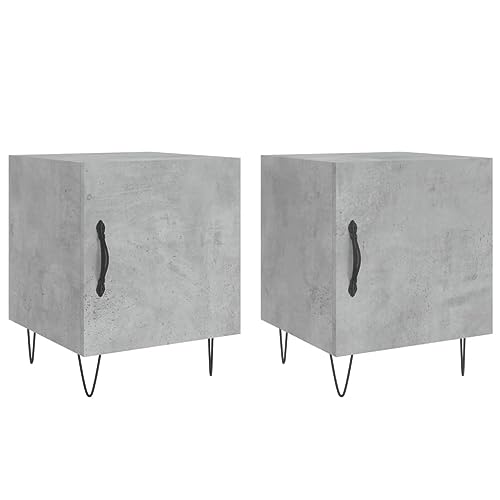 Genérico Wenjingqi 827557 Nachttische, 2 Stück, Holztechnik, Grau, Beton, 40 x 40 x 50 cm, Grau