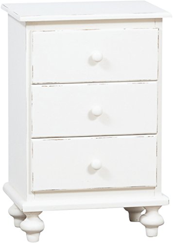 Nachttisch Country aus massivem Lindenholz Finish Weiß Antik 50 x 35 x 75 cm