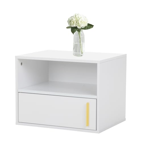 furpal „Cube“ 2er Set Wand-Nachttisch, Beistellschrank, Weiß