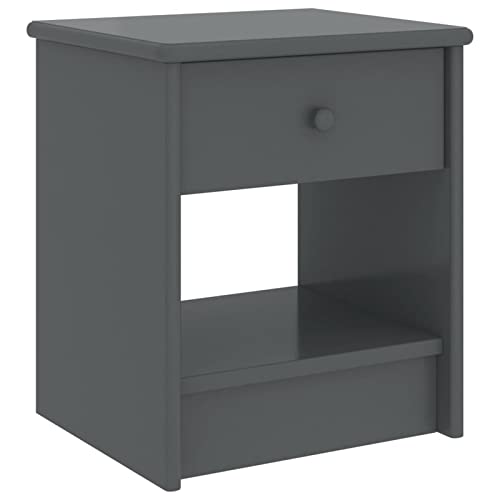 Fasba Nachttisch Dunkelgrau 35x30x40 cm Kiefer Massivholz, Beistelltisch mit viel Stauraum, Nachtschrank, Nachtkommode, Nachtkonsole